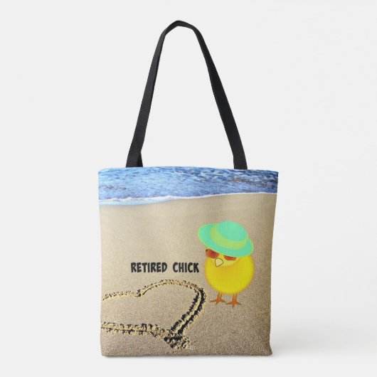 Gepensioneerde Chick bij het strand Tote Bag (Achterkant)