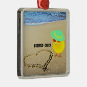 Gepensioneerde Chick...hart getrokken in zand Metalen Ornament (Rechts)