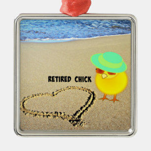 Gepensioneerde Chick...hart getrokken in zand Metalen Ornament
