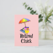 Gepensioneerde Chick, Humor van pensionering Briefkaart (Staand voorkant)