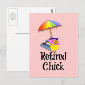 Gepensioneerde Chick, Humor van pensionering Briefkaart (Voorkant / Achterkant)