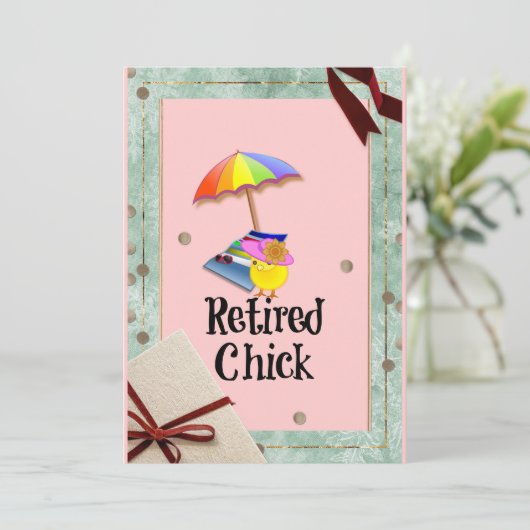 Gepensioneerde Chick, Humor van pensionering Kaart (Staand voorkant)