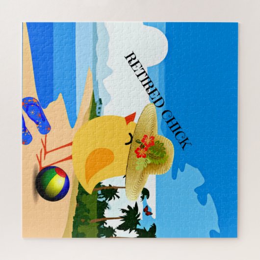 Gepensioneerde Chick... op het strand, Legpuzzel (Horizontaal)
