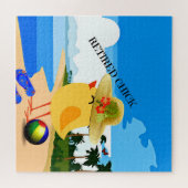 Gepensioneerde Chick...op het strand natuurlijk Legpuzzel (Horizontaal)