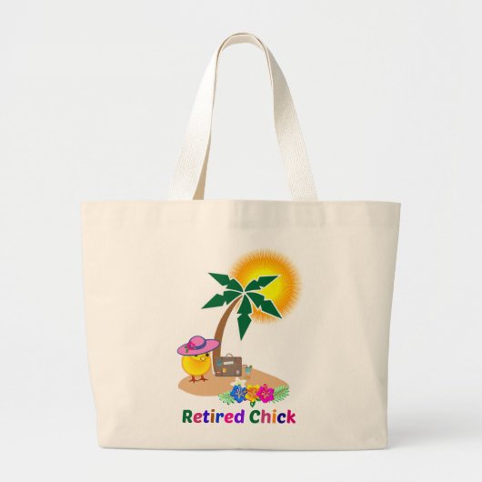 Gepensioneerde Chick op vakantie Grote Tote Bag (Voorkant)