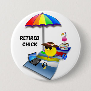 Gepensioneerde Chick Ronde Button 7,6 Cm