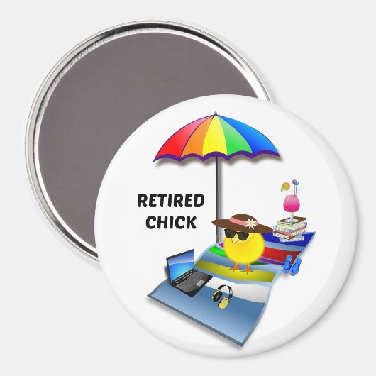 Gepensioneerde Chick, schattig en sassy Magneet (Voorkant / Achterkant)
