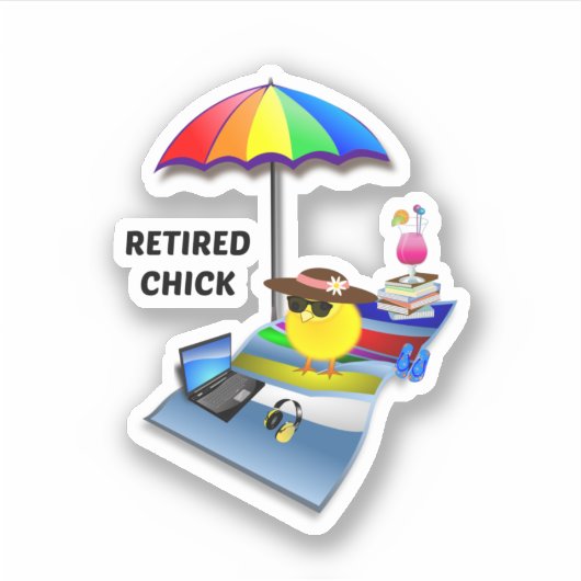 Gepensioneerde Chick, schattig en sassy Sticker (Voorkant)