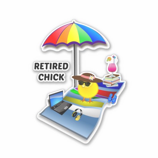 Gepensioneerde Chick, schattig en sassy Sticker (Voorkant)