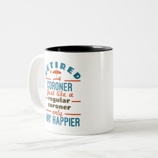 Gepensioneerde coroner Retirement Medical Examinat Tweekleurige Koffiemok (Voorkant links)
