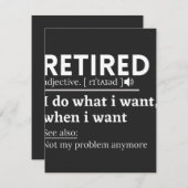 gepensioneerde definitie, grappige pensionering, g bedankkaart (Voorkant / Achterkant)