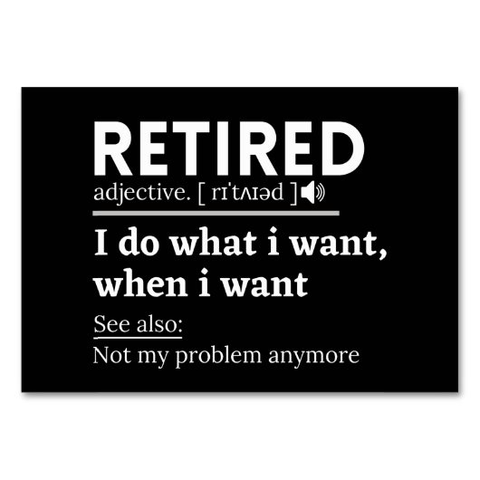 gepensioneerde definitie, grappige pensionering, g kaart (Voorkant)