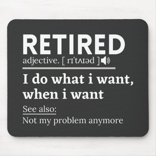 gepensioneerde definitie, grappige pensionering, g muismat (Voorkant)