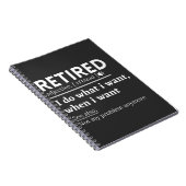 gepensioneerde definitie, grappige pensionering, g notitieboek (Rechterzijde)