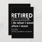gepensioneerde definitie, grappige pensionering, g notitiekaartje (Voorkant / Achterkant)