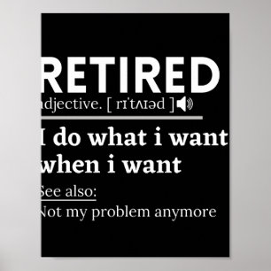 gepensioneerde definitie, grappige pensionering, g poster