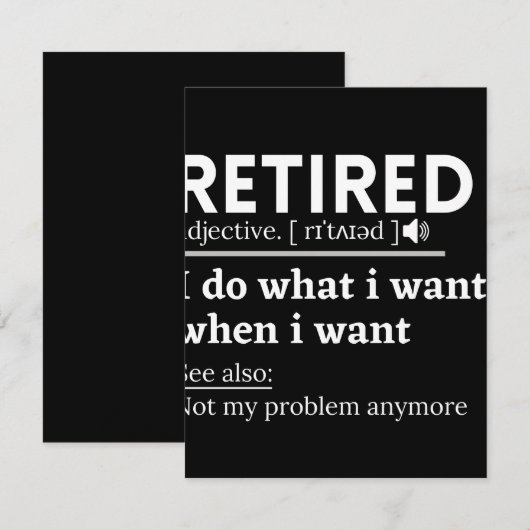 gepensioneerde definitie, grappige pensionering, g save the date (Voorkant / Achterkant)