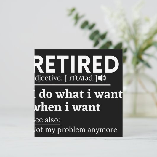 gepensioneerde definitie, grappige pensionering, g save the date (Staand voorkant)