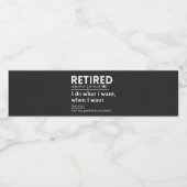 gepensioneerde definitie, grappige pensionering, g waterfles etiket (Enkel label)