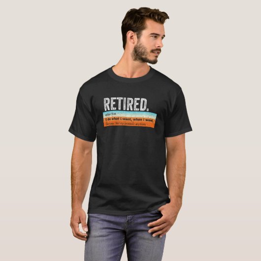 Gepensioneerde Definitie Retro Stijl Grappige Pens T-shirt (Voorkant volledig)