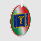 Gepensioneerde Dentist Caduceus Shield Custom Ornament (voorkant)