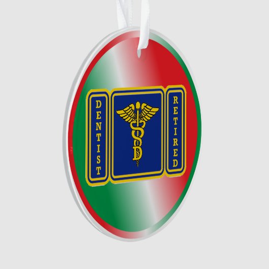 Gepensioneerde Dentist Caduceus Shield Custom Ornament (voorkant)