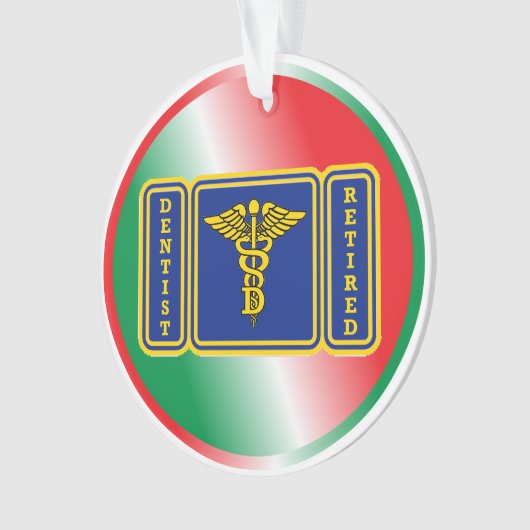 Gepensioneerde Dentist Caduceus Shield Custom Ornament (voorkant)