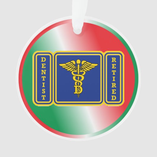 Gepensioneerde Dentist Caduceus Shield Custom Ornament (voorkant)