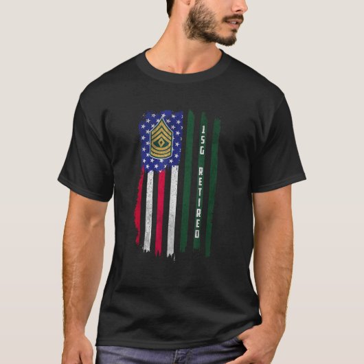 Gepensioneerde E 8 Eerste Sergeant 1SG Rank Amerik T-shirt (Voorkant)