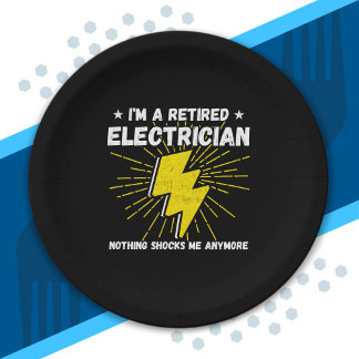 Gepensioneerde elektricien - niets schokte me papieren bordje