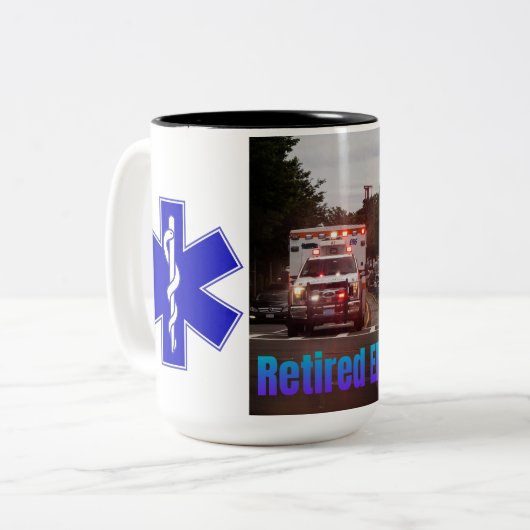 Gepensioneerde EMT Coffee Mok met Star of Life (Voorkant links)