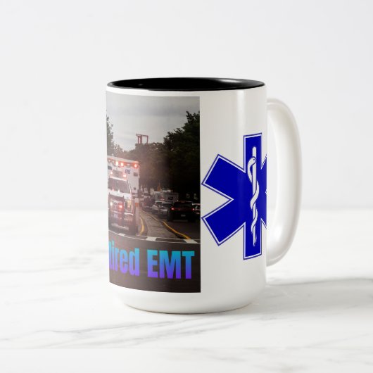 Gepensioneerde EMT Coffee Mok met Star of Life (Voorkant rechts)