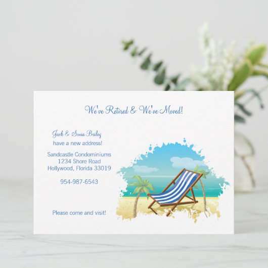 Gepensioneerde en verhuisde aankondiging (Staand voorkant)