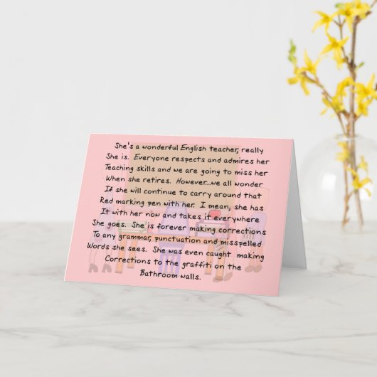 Gepensioneerde Engelse leraar verhaal kunst gesche Kaart (Gele Bloem)