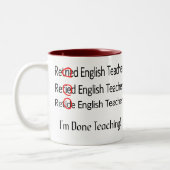 Gepensioneerde Engelse lesgeven Tweekleurige Koffiemok (Links)