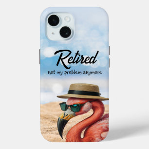Gepensioneerde Flamingo op het strand met Pet & Zo iPhone 15 Case