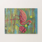 Gepensioneerde Flamingo spelen Pickleball Waterver Legpuzzel (Horizontaal)