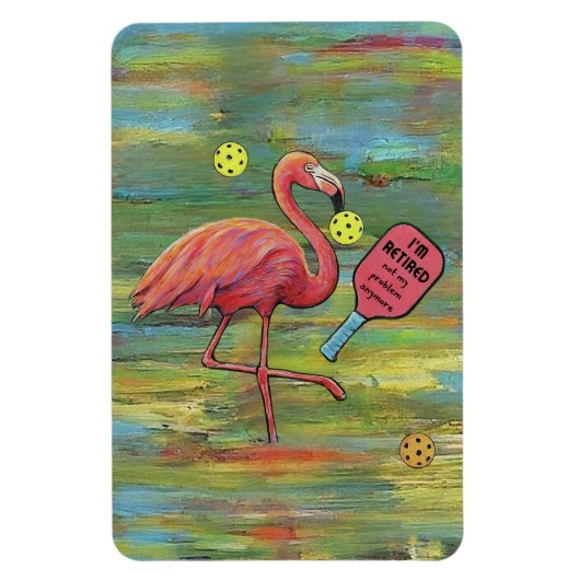 Gepensioneerde Flamingo spelen Pickleball Waterver Magneet (Verticaal)