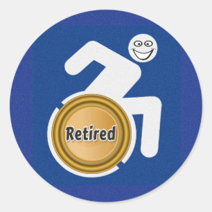Gepensioneerde gehandicapte ronde sticker
