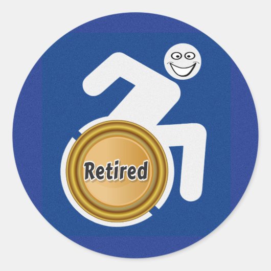 Gepensioneerde gehandicapte ronde sticker (Voorkant)