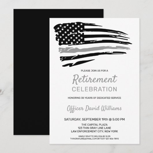 Gepensioneerde gevangenisbewaarder Dunne grijze li Kaart (Voorkant / Achterkant)