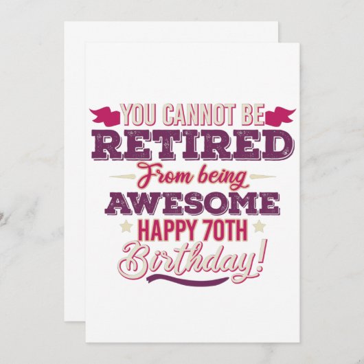 gepensioneerde geweldige 70e verjaardag gezegden save the date (Voorkant / Achterkant)