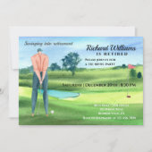 Gepensioneerde Golf Man speler Swinging in Pensioe Kaart (Voorkant)