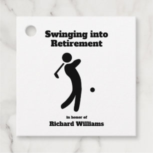 Gepensioneerde golfspeler Swinging in Pensioen-mod Bedankjes Labels
