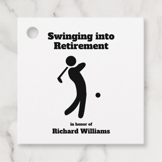 Gepensioneerde golfspeler Swinging in Pensioen-mod Bedankjes Labels (Voorkant)