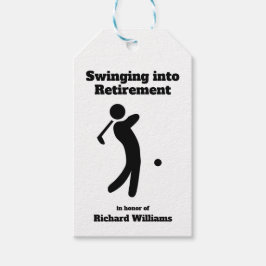 Gepensioneerde golfspeler Swinging in Pensioen-mod Cadeaulabel