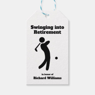 Gepensioneerde golfspeler Swinging in Pensioen-mod Cadeaulabel