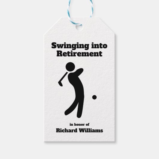 Gepensioneerde golfspeler Swinging in Pensioen-mod Cadeaulabel (Voorkant)