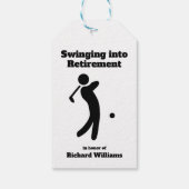 Gepensioneerde golfspeler Swinging in Pensioen-mod Cadeaulabel (Achterkant)
