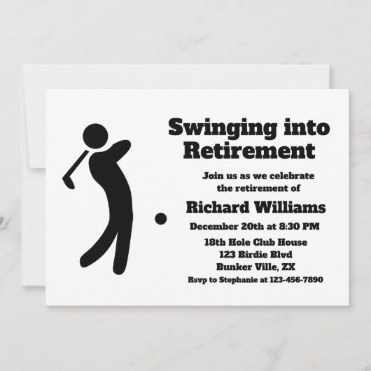 Gepensioneerde golfspeler Swinging in Pensioen-mod Kaart (Voorkant)